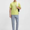 Geometric-print T-shirt in stretch cotton