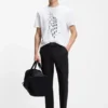 Geometric-print T-shirt in stretch cotton