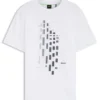 Geometric-print T-shirt in stretch cotton