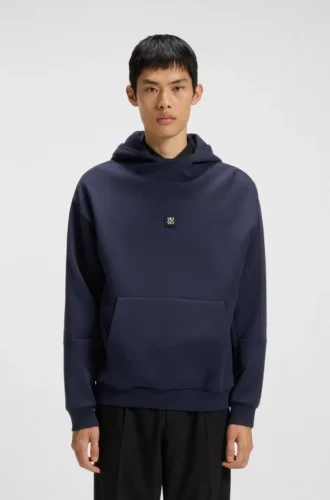 Geometric-tape hoodie in a cotton blend