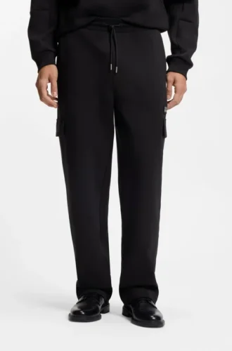 Geometric-tape tracksuit bottoms in a cotton blend