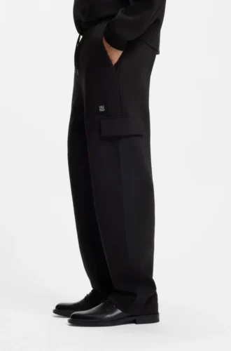 Geometric-tape tracksuit bottoms in a cotton blend
