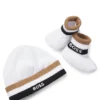 Gift-boxed beanie hat and booties for babies