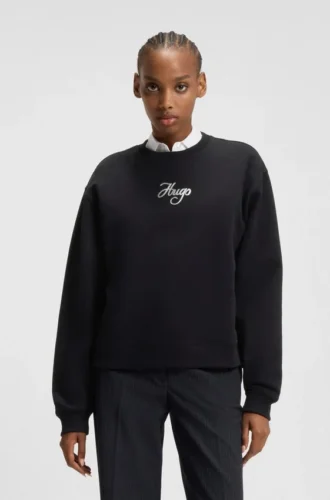 Glitter-logo sweatshirt in cotton terry