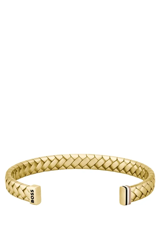 Gold-tone cuff with herringbone pattern Gold-tone cuff with herringbone pattern
