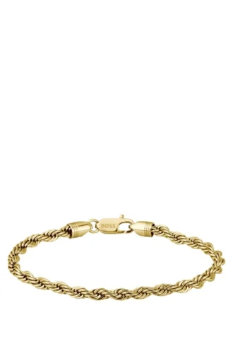 Gold-tone cuff with rope-style chain