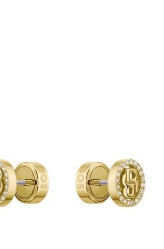 Gold-tone earrings with crystals and Double B monogram