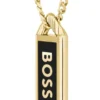 Gold-tone necklace with ink-filled logo pendant
