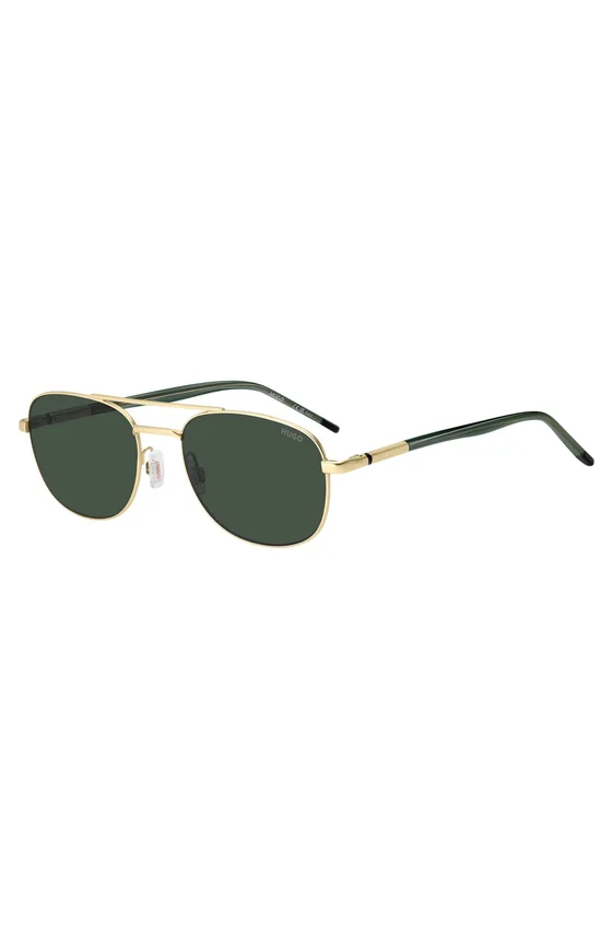 Gold-tone sunglasses with green trims Gold-tone sunglasses with green trims