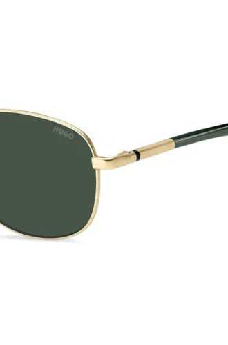 Gold-tone sunglasses with green trims