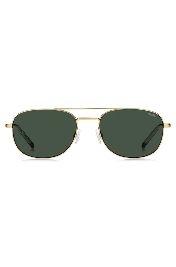 Gold-tone sunglasses with green trims Gold-tone sunglasses with green trims