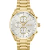 Gold-tone watch with silver-white dial