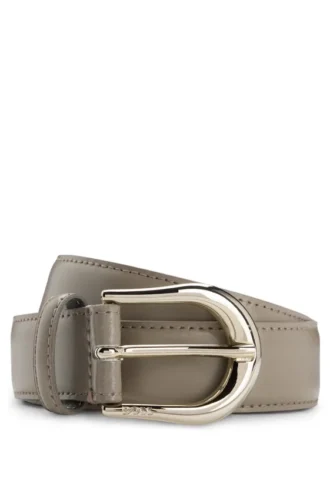 Golden-buckle belt in Italian leather