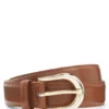 Golden-buckle belt in Italian leather