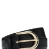 Golden-buckle belt in Italian leather