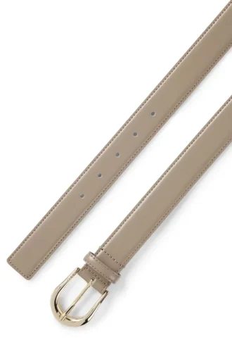 Golden-buckle belt in Italian leather