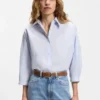 Golden-buckle belt in Italian leather