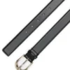 Golden-buckle belt in Italian leather