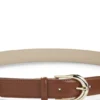 Golden-buckle belt in Italian leather