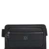 Grained belt bag with stacked-logo trim