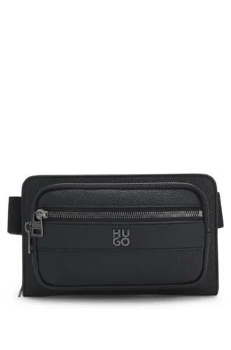 Grained belt bag with stacked-logo trim Grained belt bag with stacked-logo trim