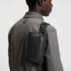 Grained belt bag with stacked-logo trim