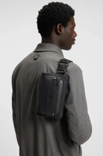 Grained belt bag with stacked-logo trim Grained belt bag with stacked-logo trim