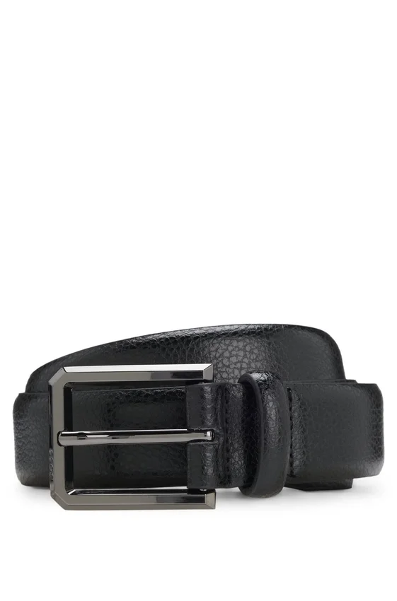 Grained-leather belt with gunmetal buckle Grained-leather belt with gunmetal buckle