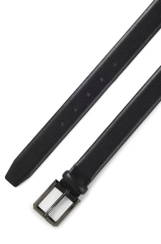 Grained-leather belt with gunmetal buckle Grained-leather belt with gunmetal buckle