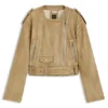 Grained-leather biker jacket with cropped length