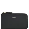 Grained-leather card holder with logo lettering Grained-leather card holder with logo lettering