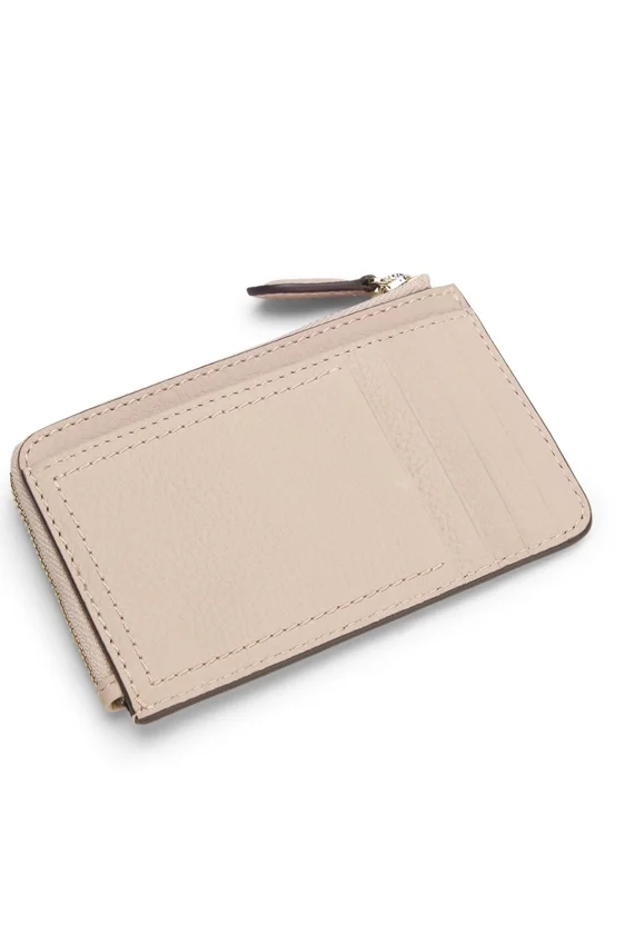 Grained-leather card holder with logo lettering Grained-leather card holder with logo lettering