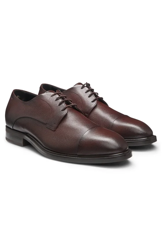 Grained-leather Derby shoes with cap toe Grained-leather Derby shoes with cap toe
