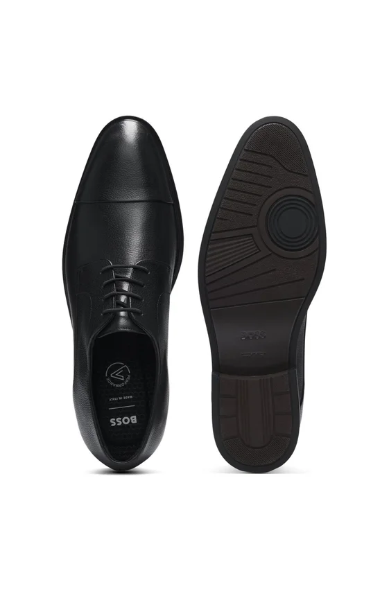 Grained-leather Derby shoes with cap toe Grained-leather Derby shoes with cap toe