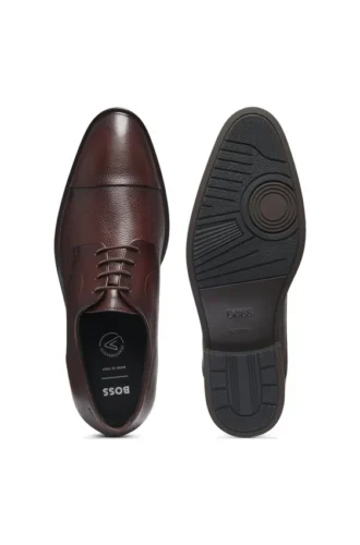 Grained-leather Derby shoes with cap toe