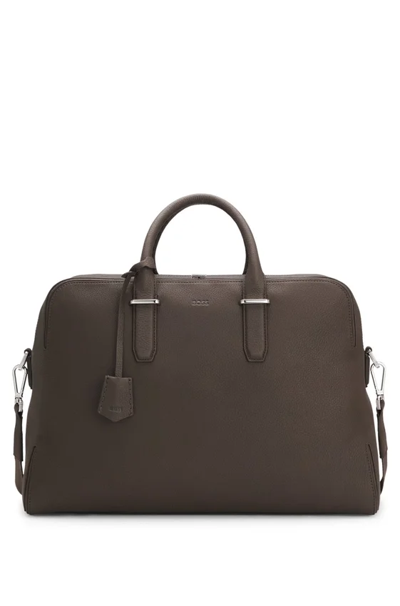 Grained-leather duffel bag with embossed logo Grained-leather duffel bag with embossed logo