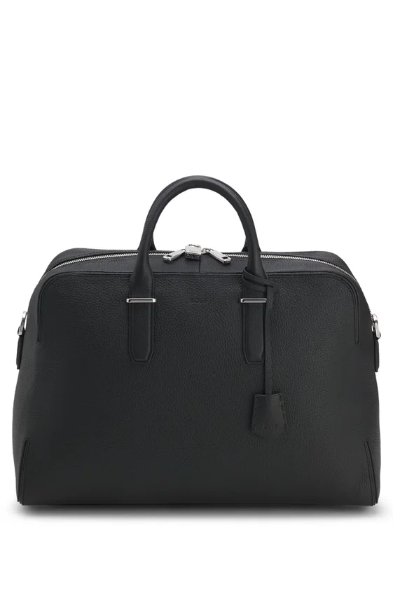Grained-leather duffel bag with embossed logo Grained-leather duffel bag with embossed logo