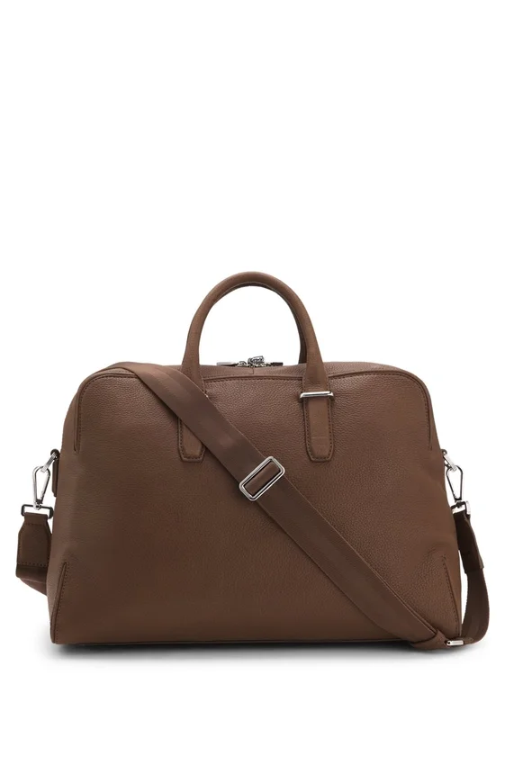 Grained-leather duffel bag with embossed logo Grained-leather duffel bag with embossed logo