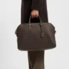 Grained-leather duffel bag with embossed logo Grained-leather duffel bag with embossed logo