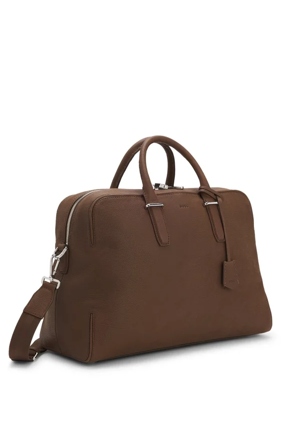 Grained-leather duffel bag with embossed logo Grained-leather duffel bag with embossed logo