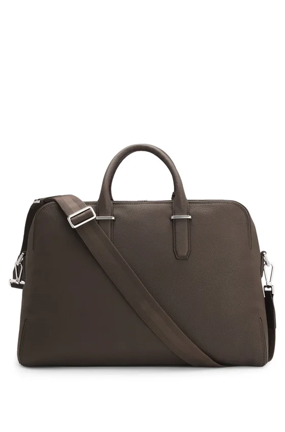 Grained-leather duffel bag with embossed logo Grained-leather duffel bag with embossed logo