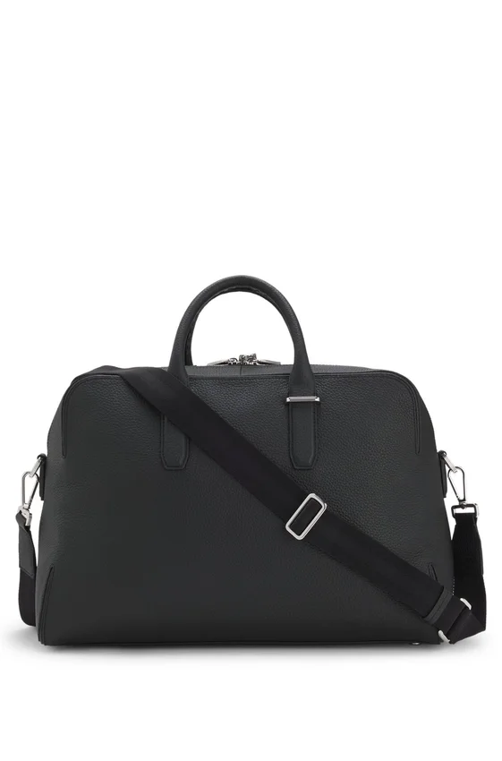 Grained-leather duffel bag with embossed logo Grained-leather duffel bag with embossed logo