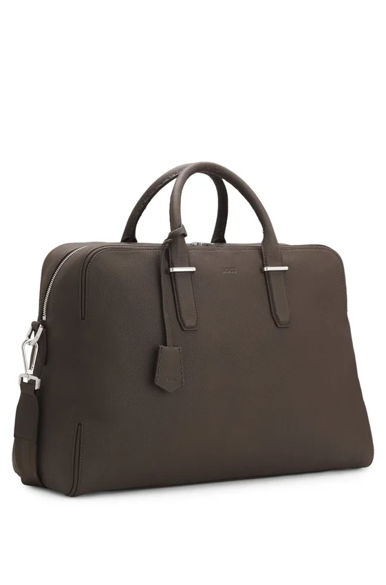 Grained-leather duffel bag with embossed logo Grained-leather duffel bag with embossed logo