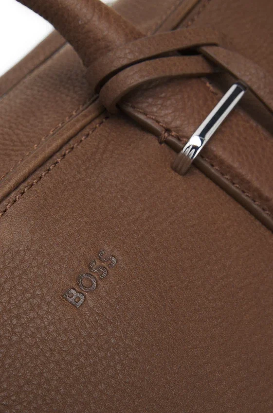 Grained-leather duffel bag with embossed logo Grained-leather duffel bag with embossed logo