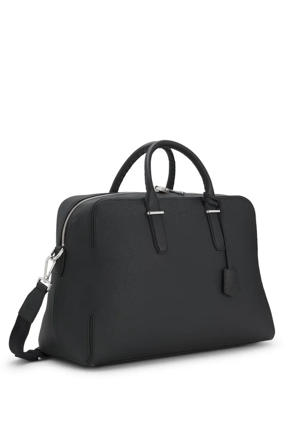 Grained-leather duffel bag with embossed logo Grained-leather duffel bag with embossed logo