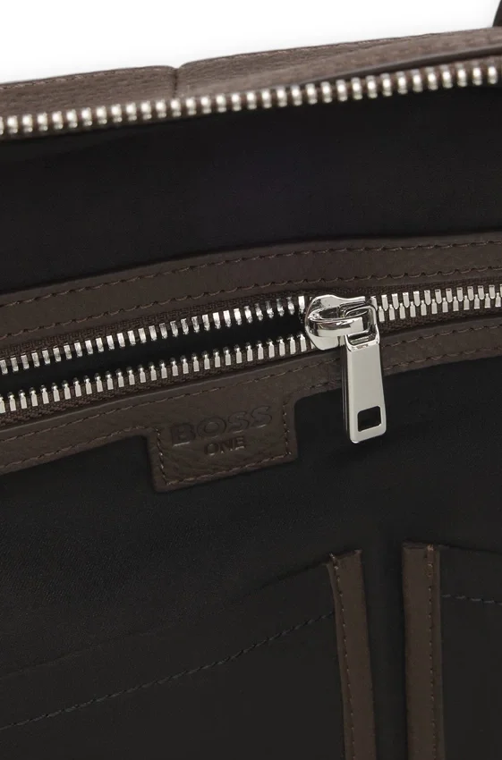 Grained-leather duffel bag with embossed logo Grained-leather duffel bag with embossed logo