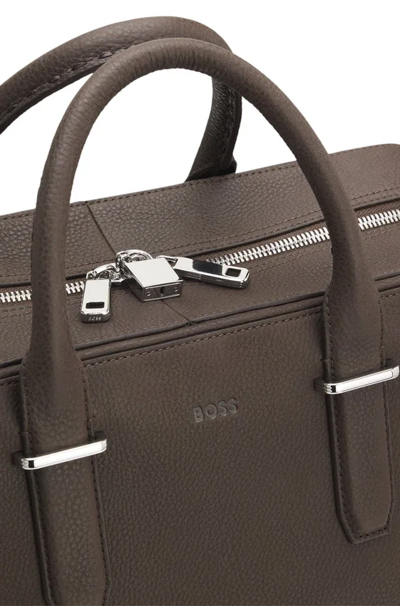 Grained-leather duffel bag with embossed logo Grained-leather duffel bag with embossed logo