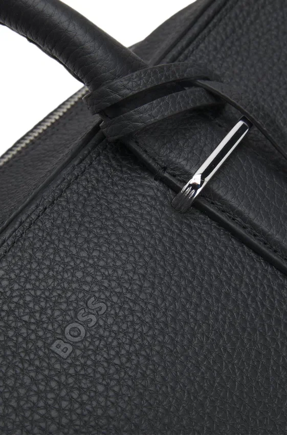 Grained-leather duffel bag with embossed logo Grained-leather duffel bag with embossed logo