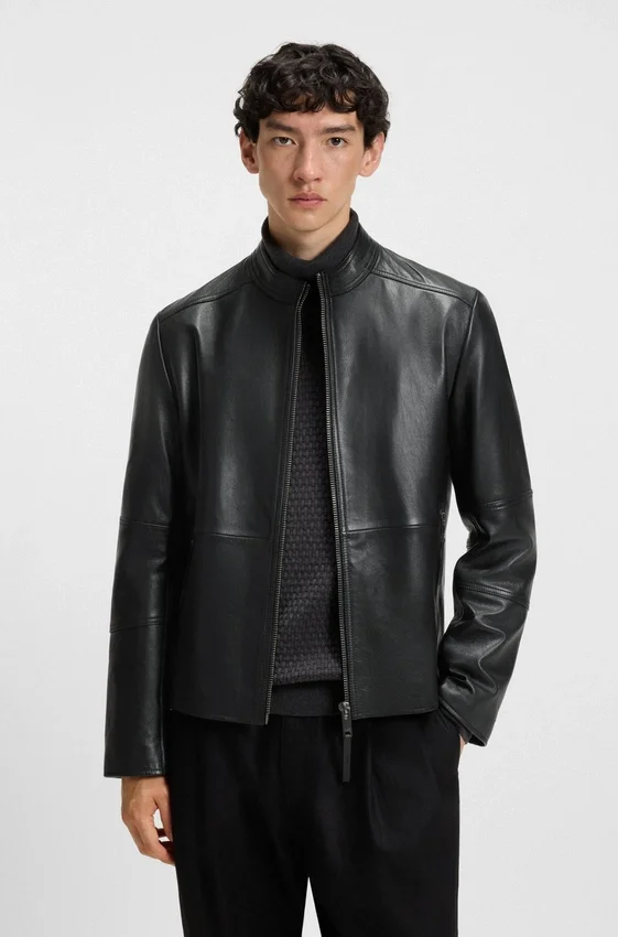 Grained-leather jacket in a slim fit Grained-leather jacket in a slim fit