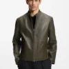 Grained-leather jacket in a slim fit Grained-leather jacket in a slim fit